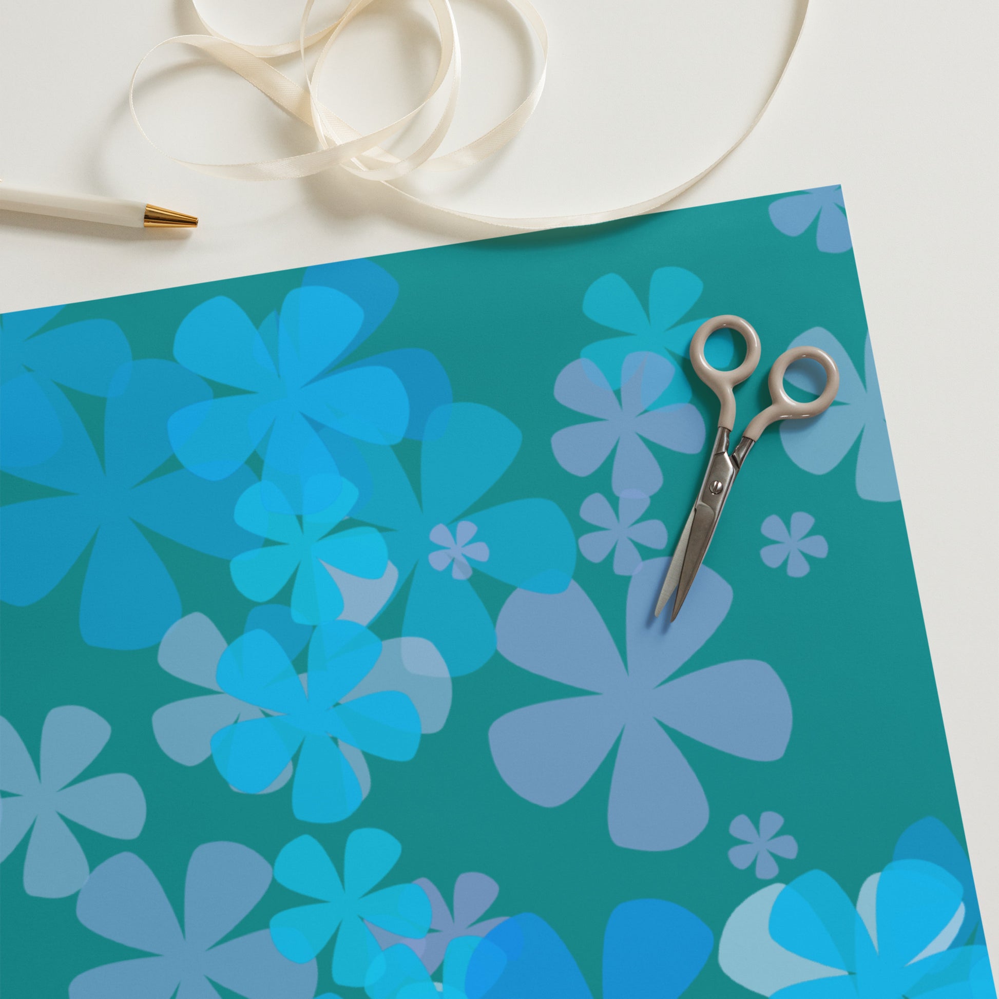 Teal and Blue Wrapping Paper Sheets