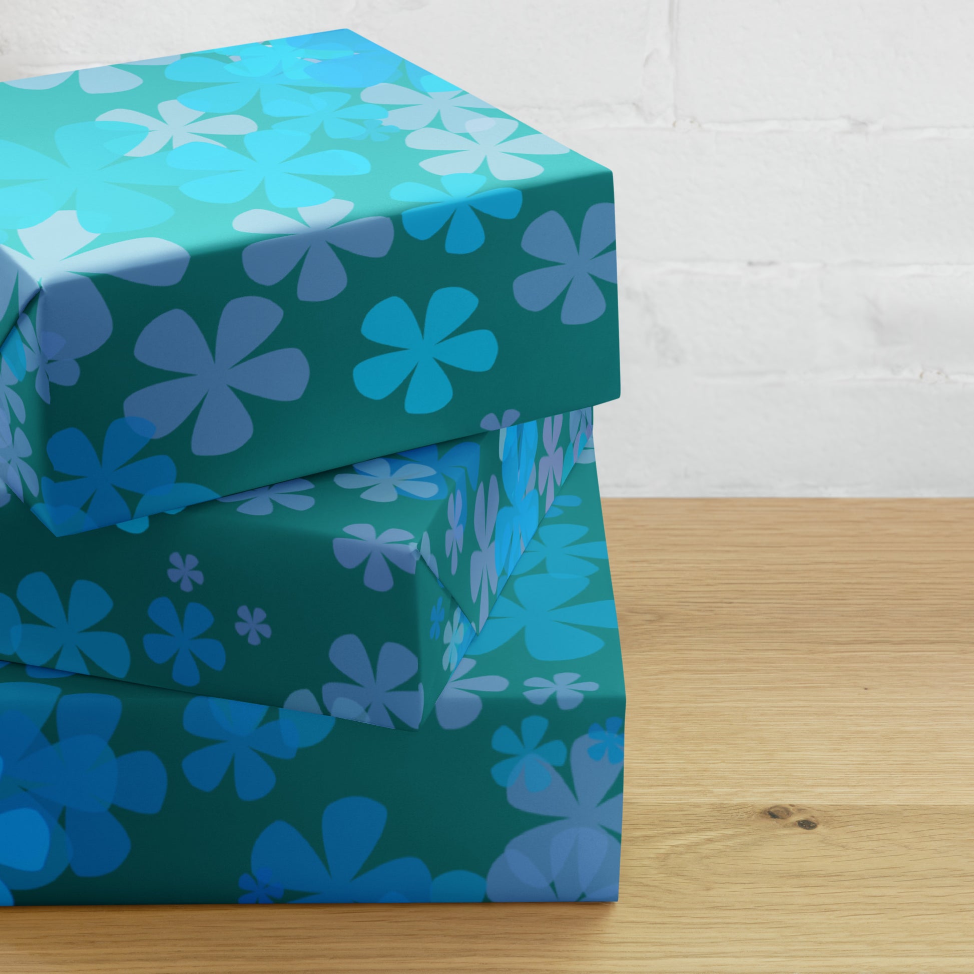 Teal and Blue Wrapping Paper Sheets