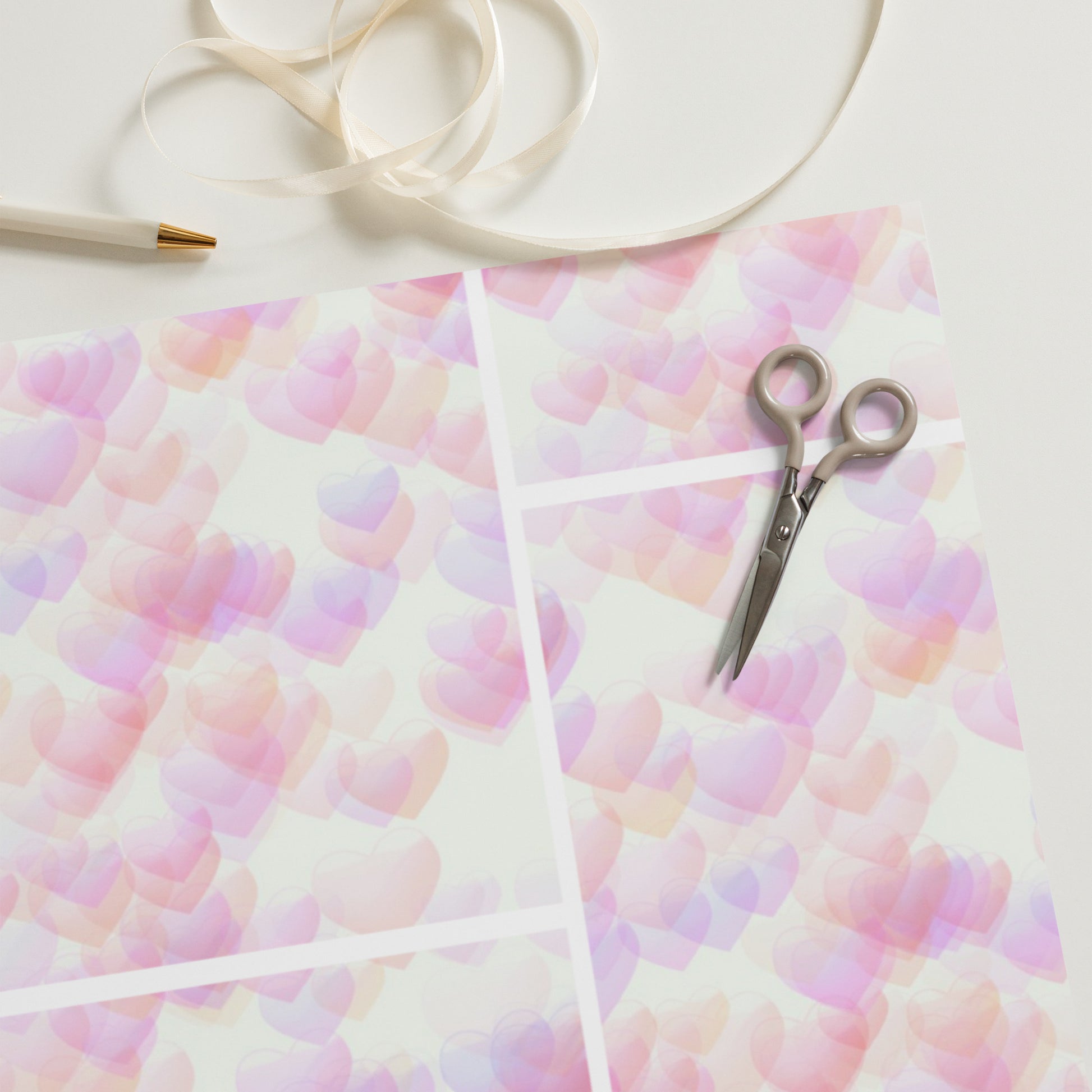 Little Pink Hearts Wrapping Paper Sheets