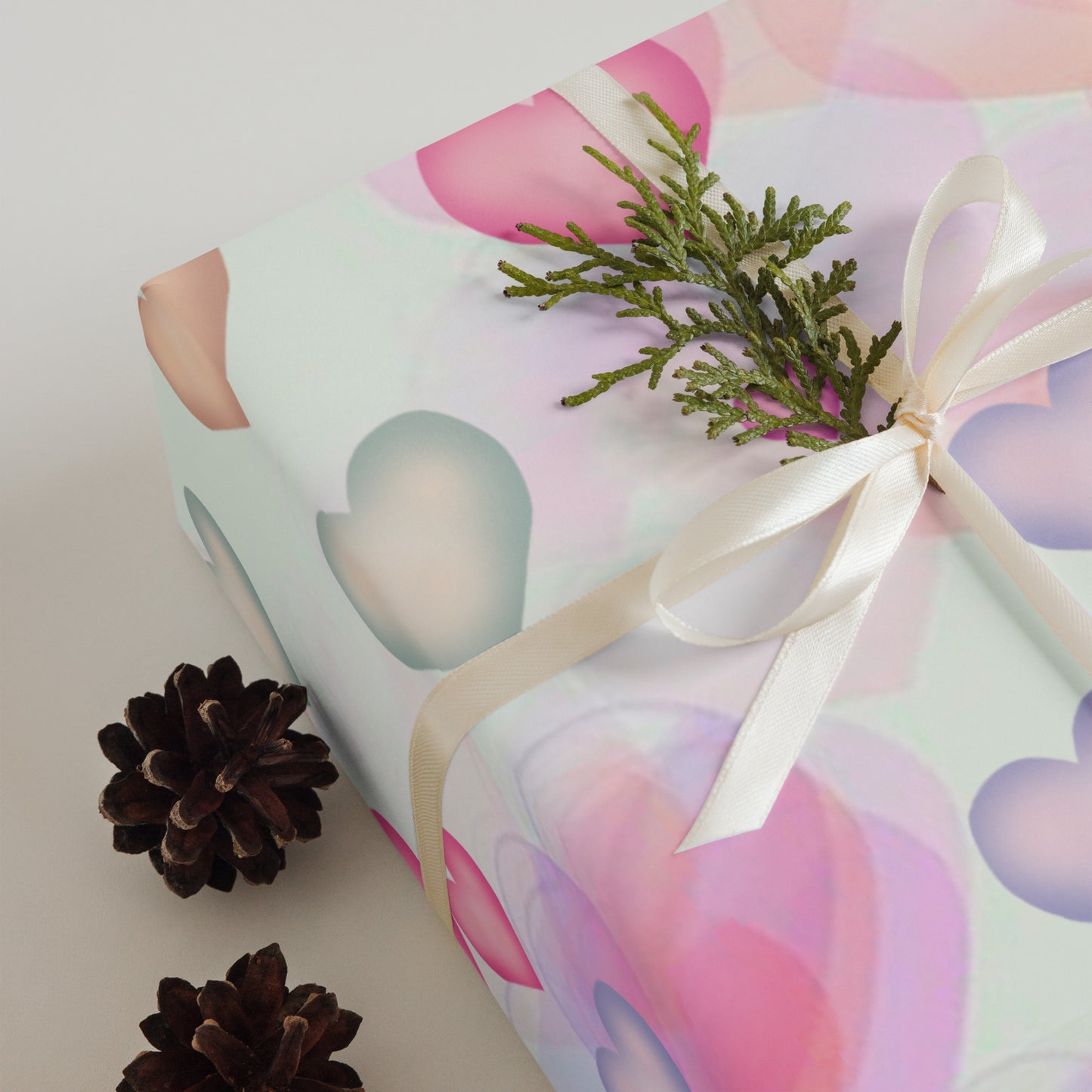 Watercolor Hearts Wrapping Paper Sheets