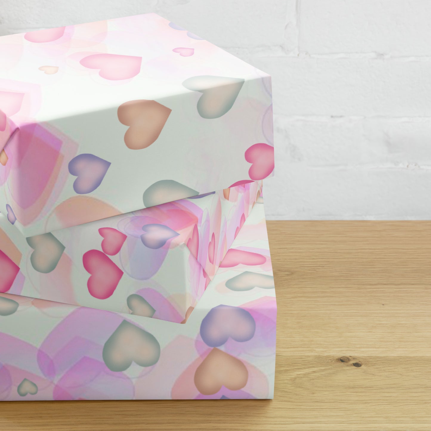 Watercolor Hearts Wrapping Paper Sheets