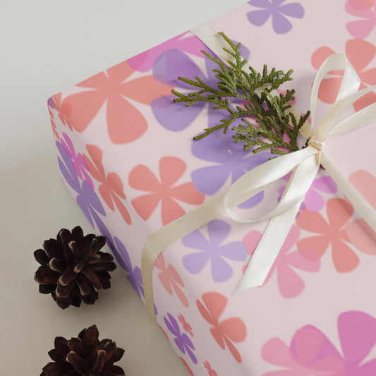 Pink Flowers Wrapping Paper Sheets