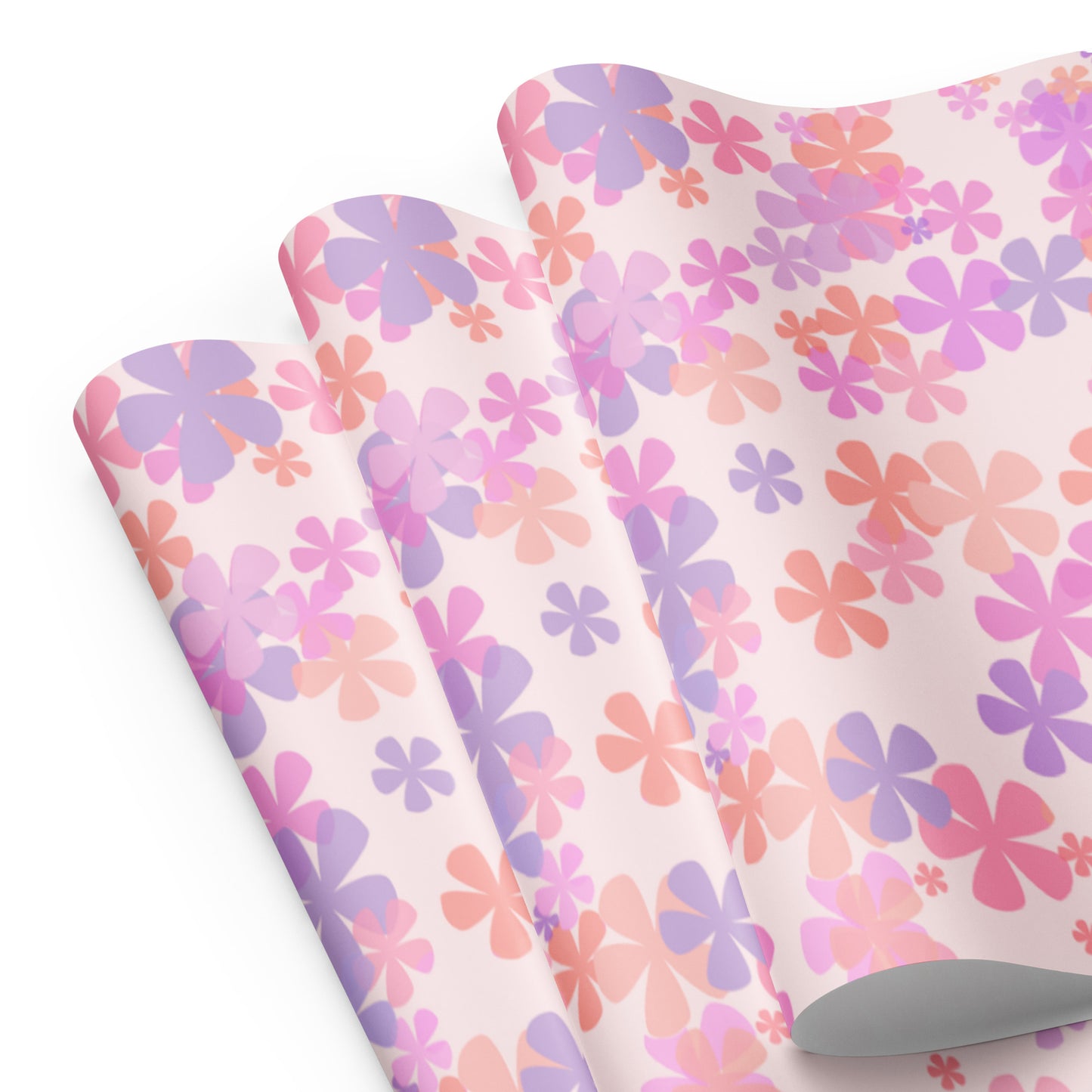Pink Flowers Wrapping Paper Sheets