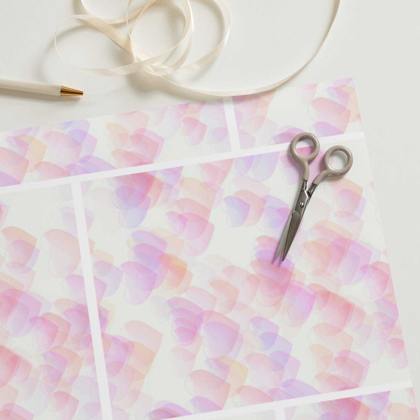 Pink Hearts Wrapping Paper Sheets