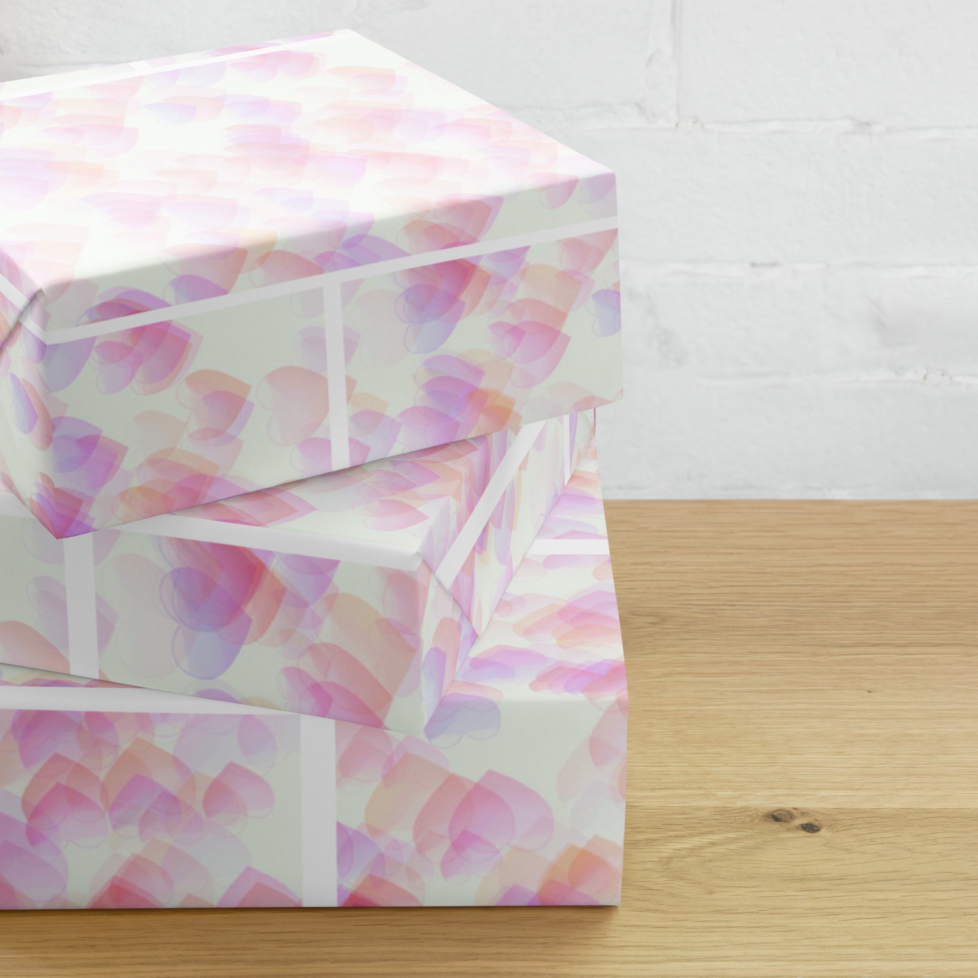 Pink Hearts Wrapping Paper Sheets