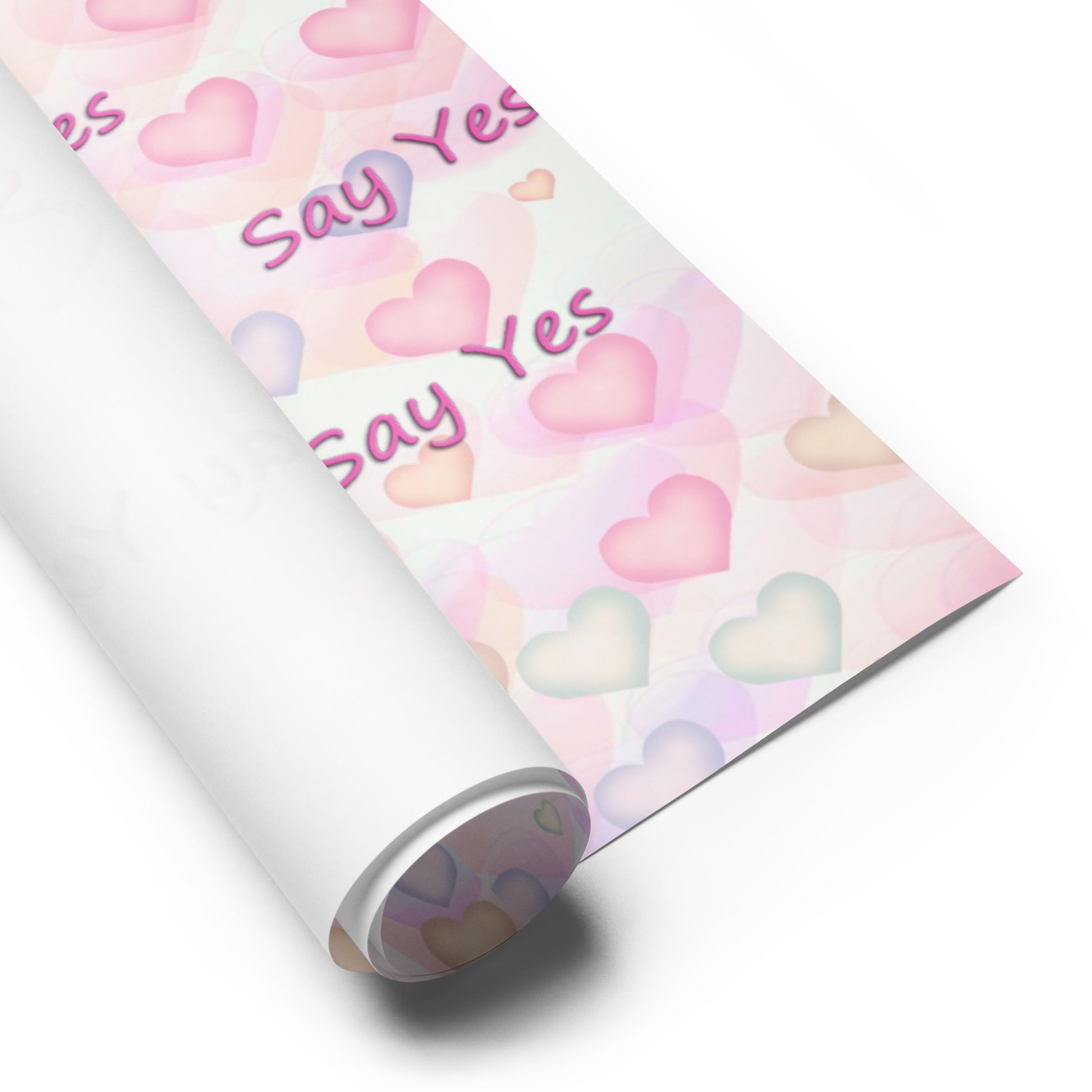 Say Yes Pink Hearts Wrapping Paper Sheets