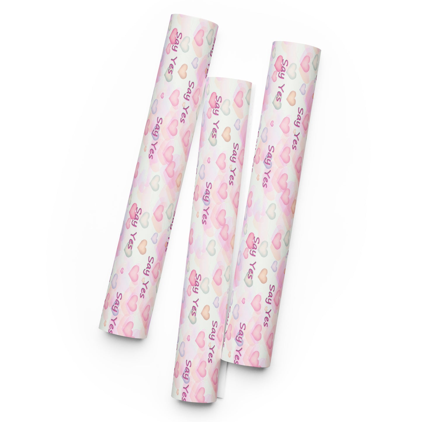 Say Yes Pink Hearts Wrapping Paper Sheets