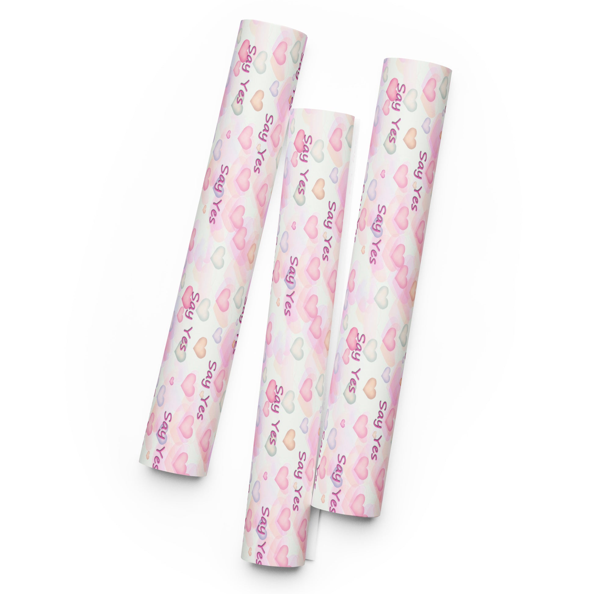 Say Yes Pink Hearts Wrapping Paper Sheets