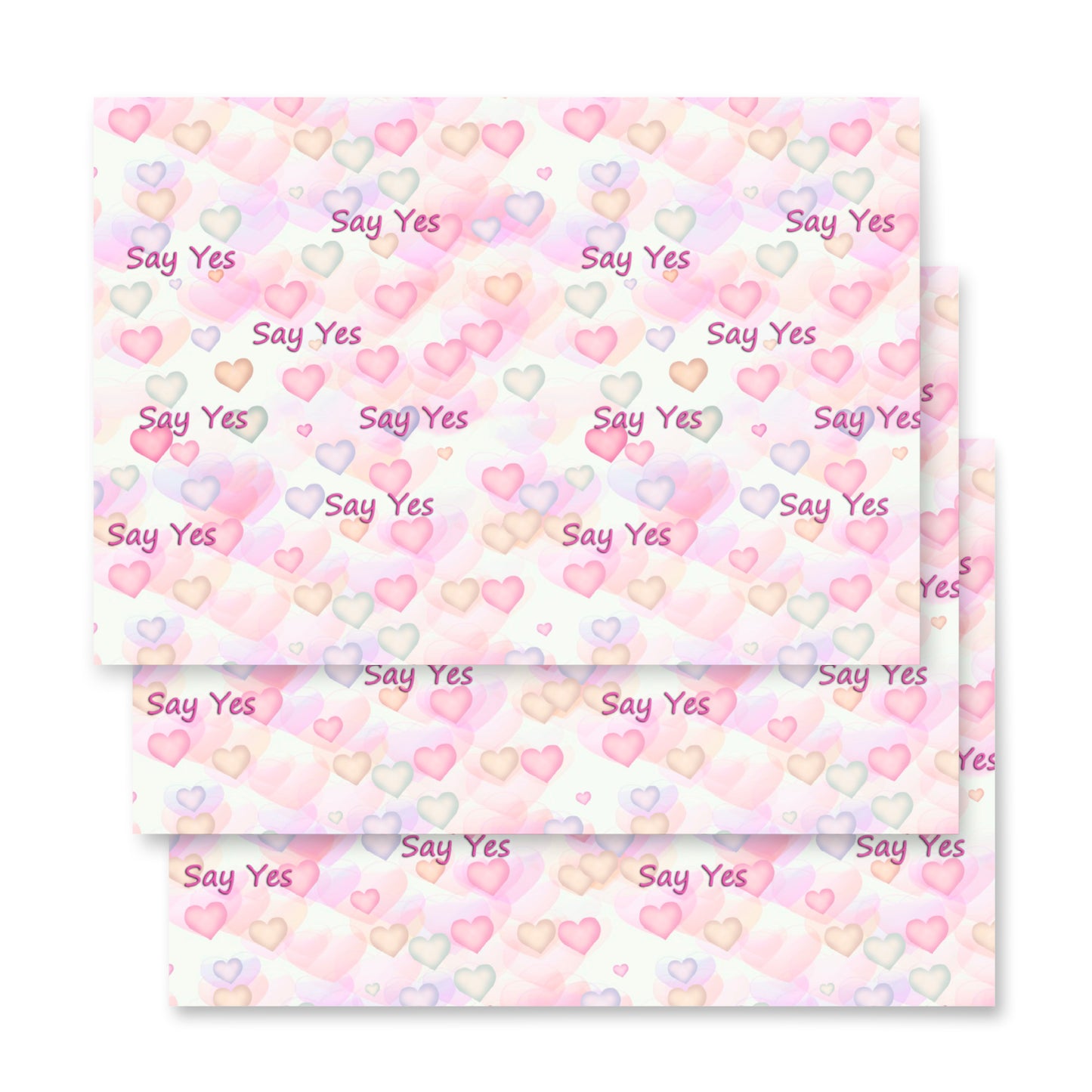 Say Yes Pink Hearts Wrapping Paper Sheets