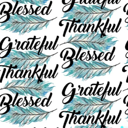 Grateful Thankful Blessed Teal Feathers Collection