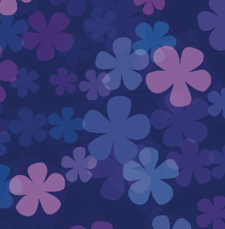 Midnight Retro Floral Pattern – Blue and Purple 70s Flower Print