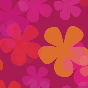 Retro Orange Yellow Pink Flowers