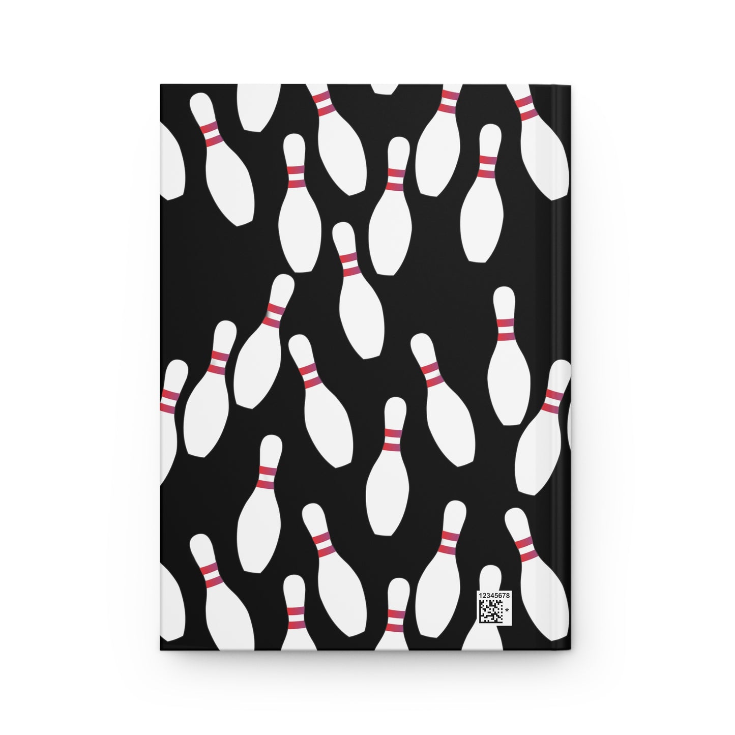 Bowling Pins Hardcover Journal — Matte Black Sports Notebook for Bowlers