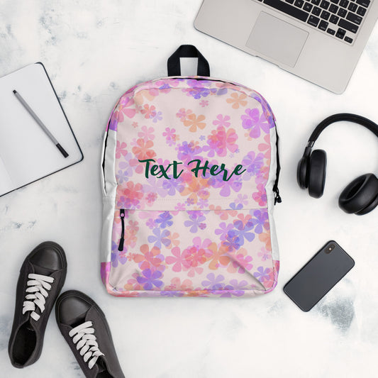 Pink Purple Flowers School Backpack Default Title