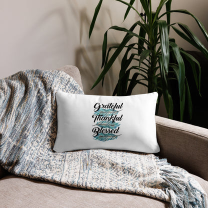 Grateful Thankful Blessed Teal Basic Pillow