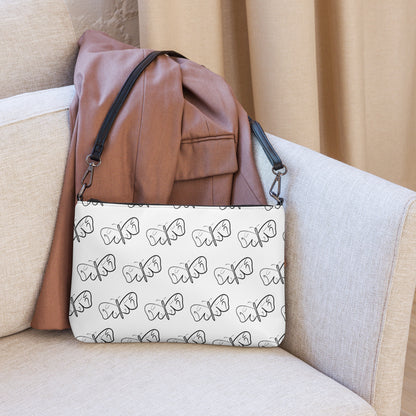 Black and White Abstract Butterfly Crossbody Bag Default Title