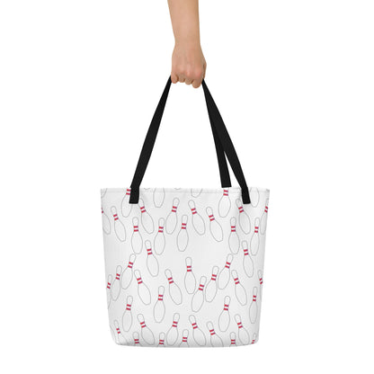 Bowling Pin All-Over Print Large Tote Bag
