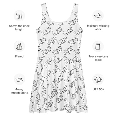 Black and White Abstract Butterfly Skater Dress