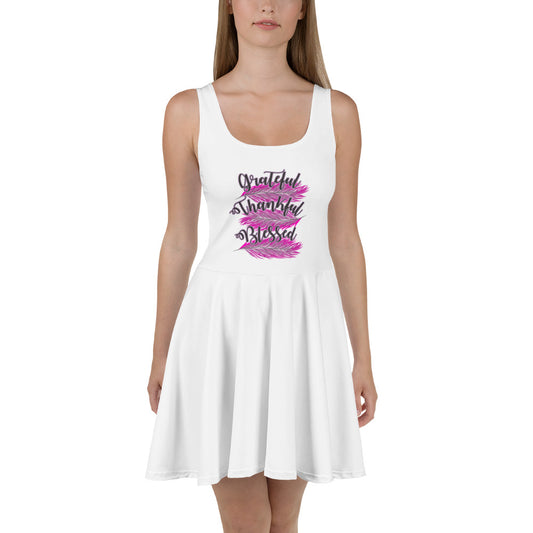 Grateful Thankful Blessed Pink Skater Dress 3XL