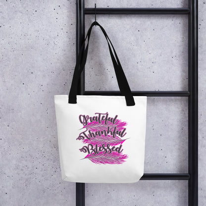 Thankful Grateful Blessed Pink Tote bag