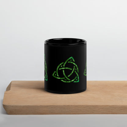 Celtic Trinity Large Knot Triquetra Black Glossy Mug
