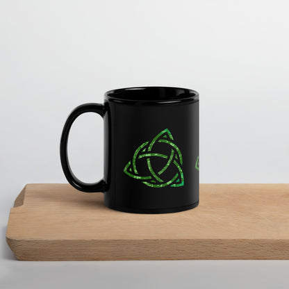 Celtic Trinity Small Knot Triquetra Black Glossy Mug