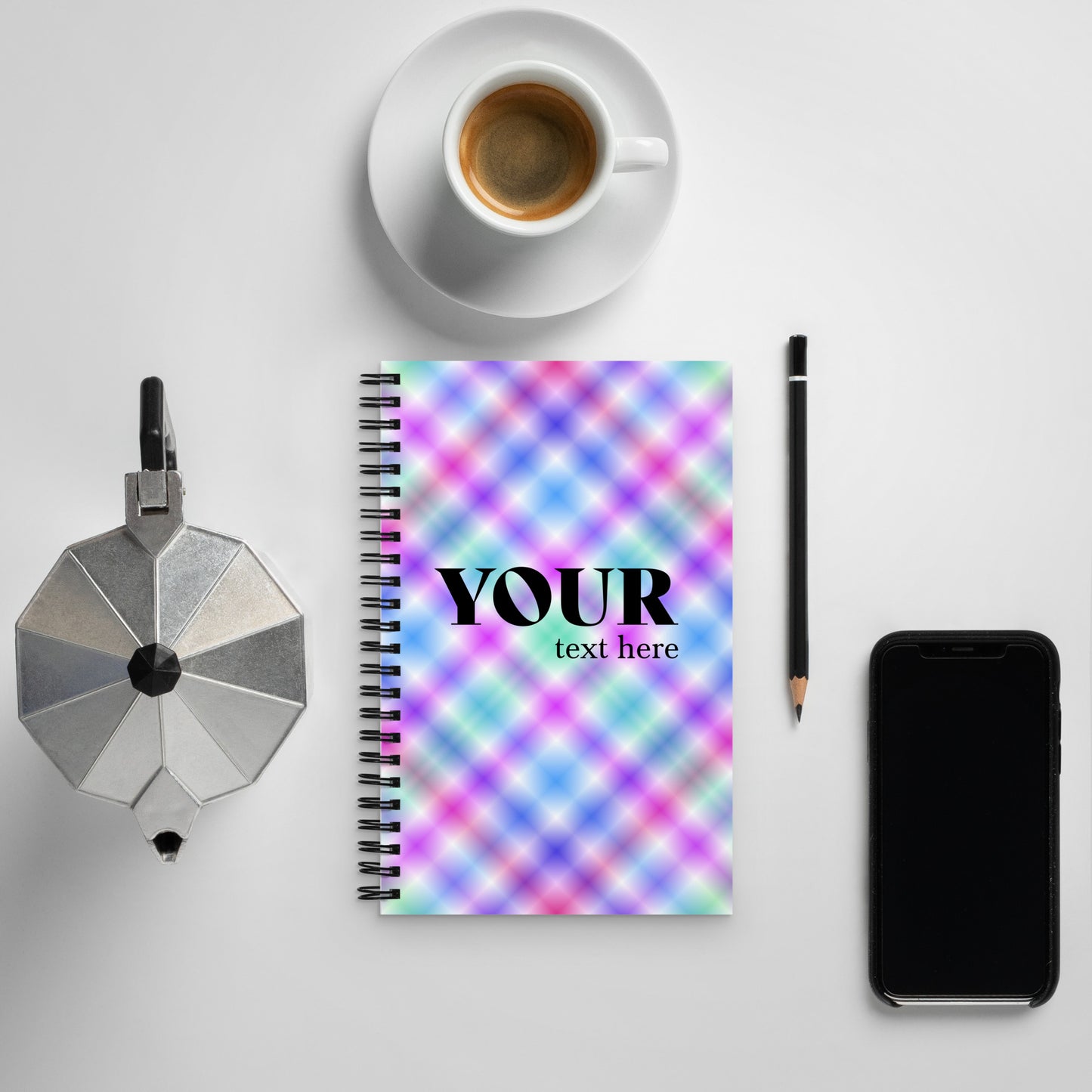 Pink Blue Purple Cyan Spiral Dotted Line Notebook
