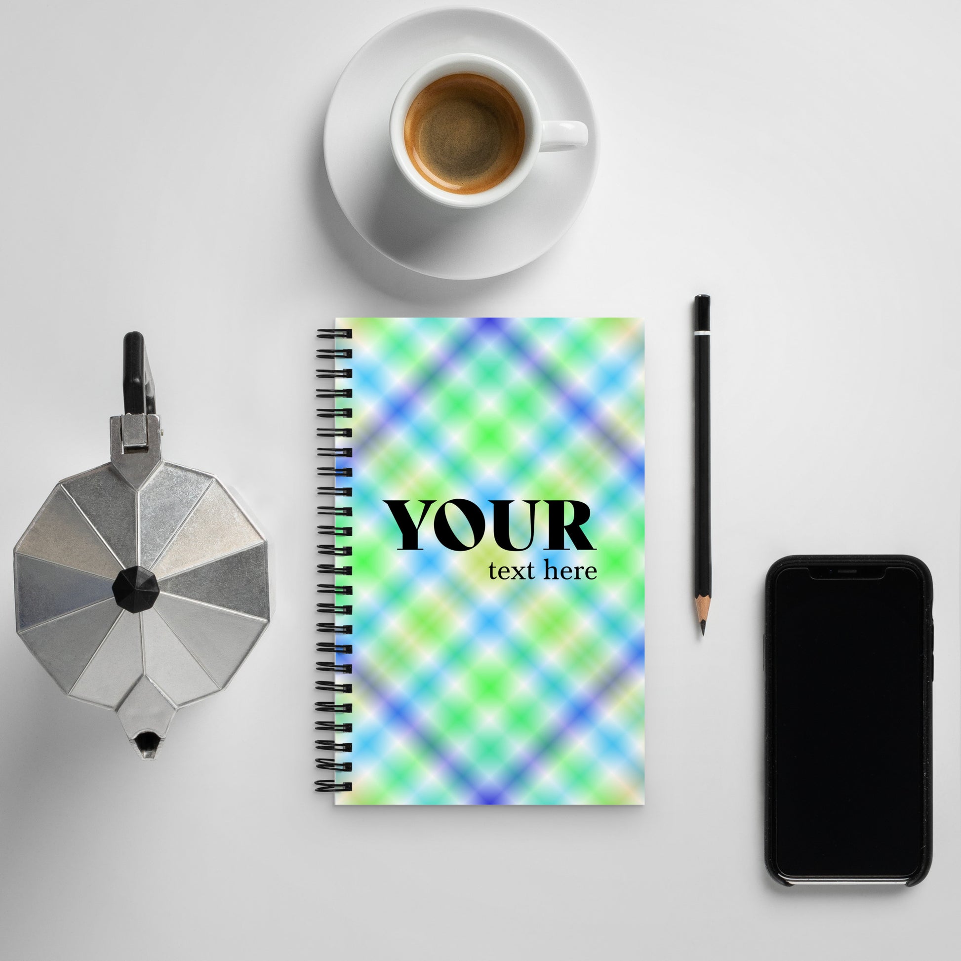 Green Blue Yellow Spiral Dotted Line Notebook