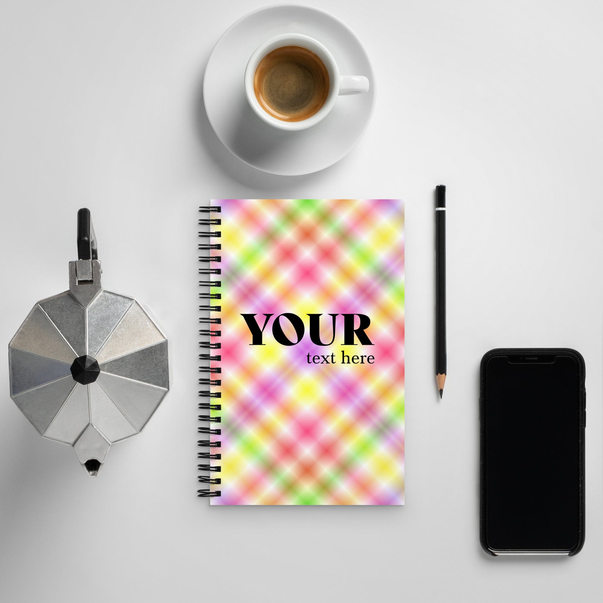 Green Yellow Red Pink Spiral Dotted Line Notebook