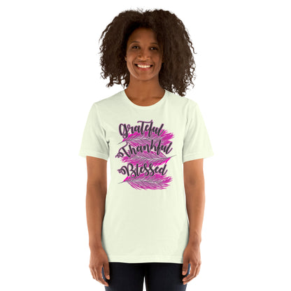 Thankful Grateful Blessed Pink Ladies Unisex t-shirt Citron