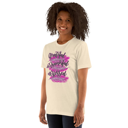Thankful Grateful Blessed Pink Ladies Unisex t-shirt