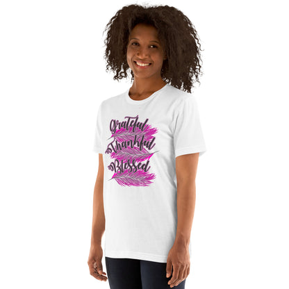 Thankful Grateful Blessed Pink Ladies Unisex t-shirt