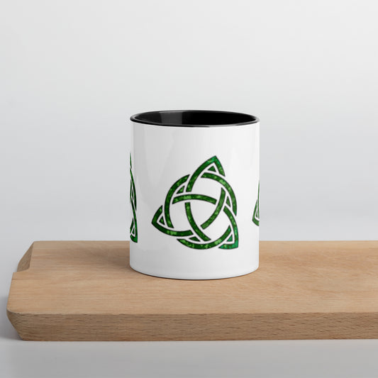 Celtic Trinity Small Knot Triquetra Mug with Color Inside Black 11 oz