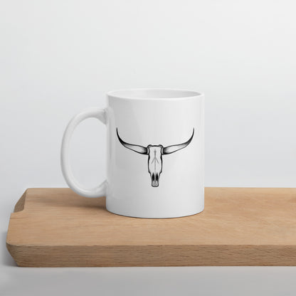 Texas Longhorn Skull White glossy mug 11 oz