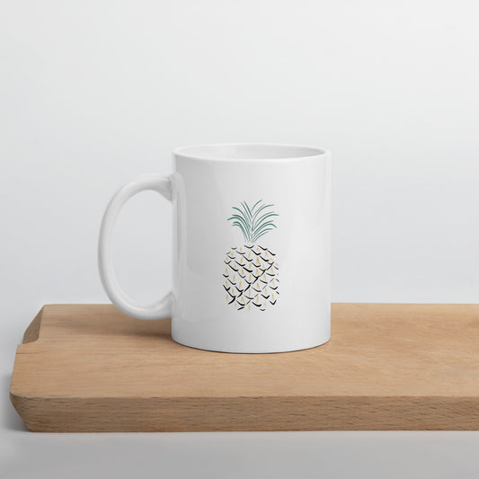 Pineapple Abstract Art White glossy mug 11 oz