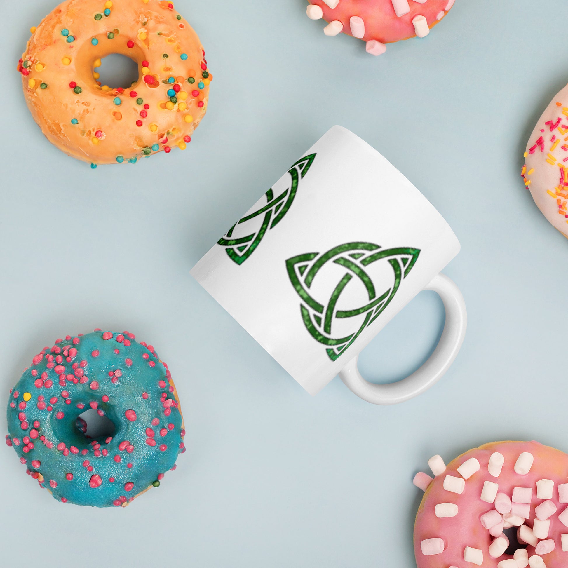 Celtic Trinity Large Knot Triquetra White Glossy Mug