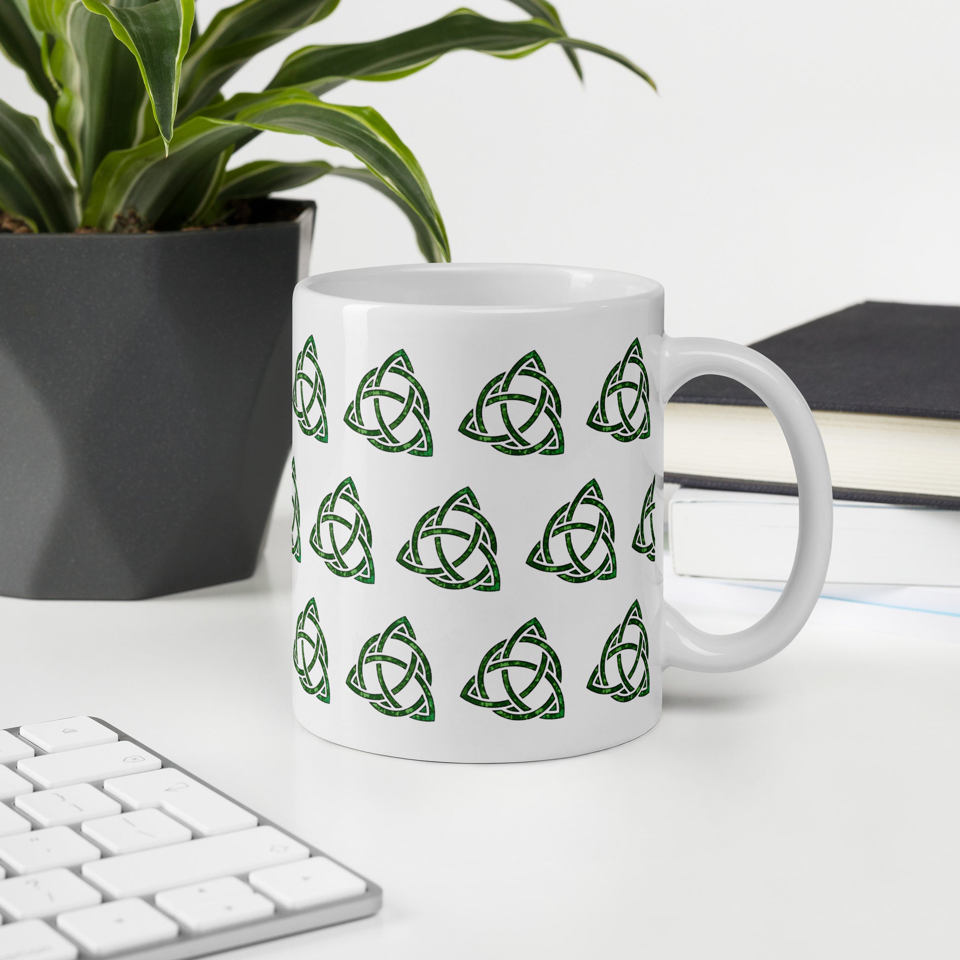 Celtic Knot Triquetra White glossy mug
