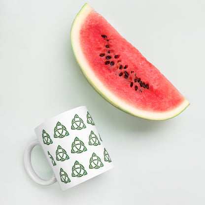 Celtic Knot Triquetra White glossy mug