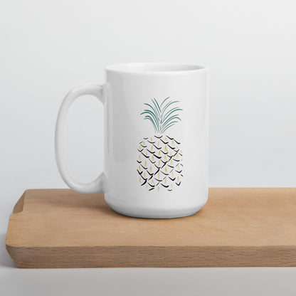 Pineapple Abstract Art White glossy mug 15 oz