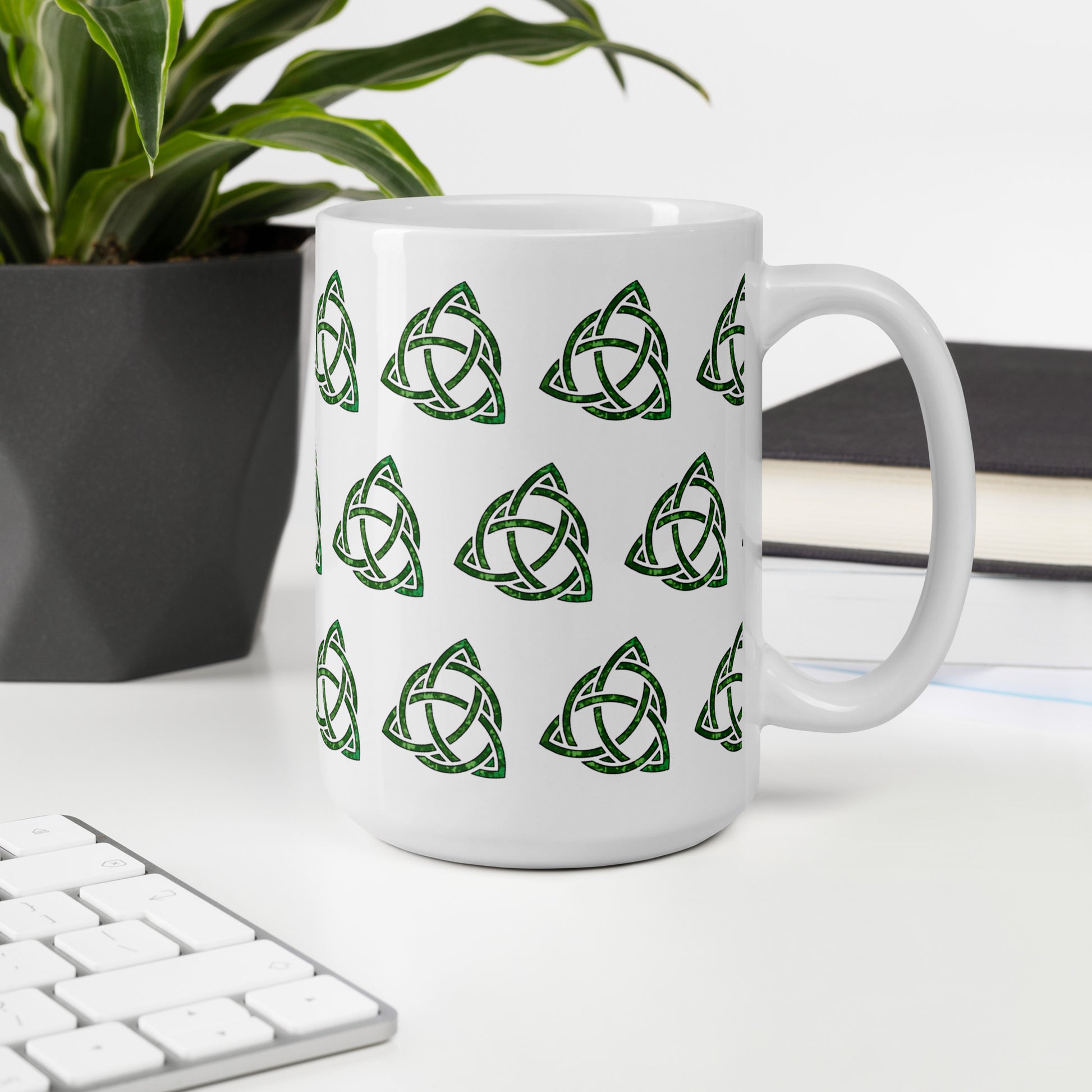 Celtic Knot Triquetra White glossy mug