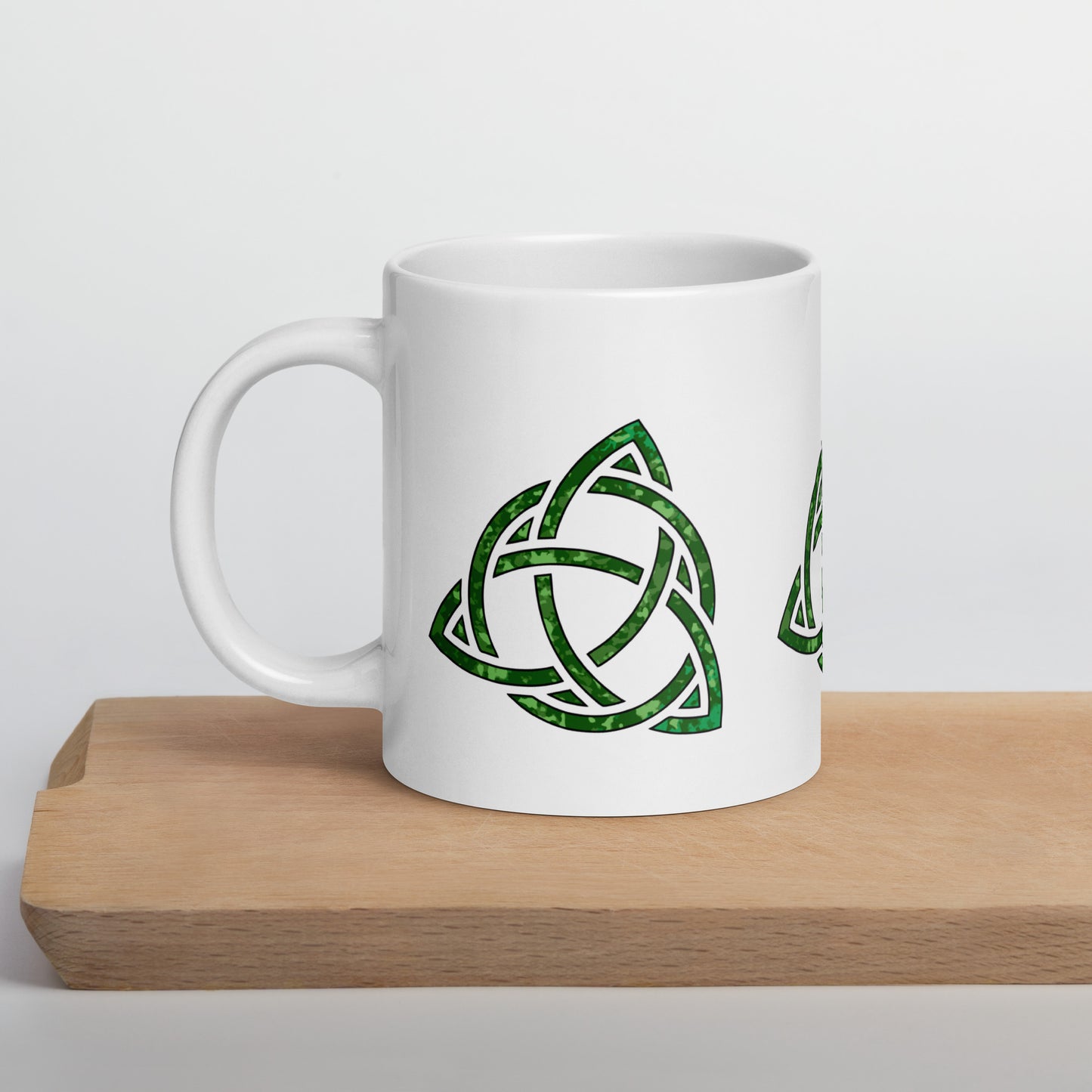 Celtic Trinity Large Knot Triquetra White Glossy Mug 20 oz