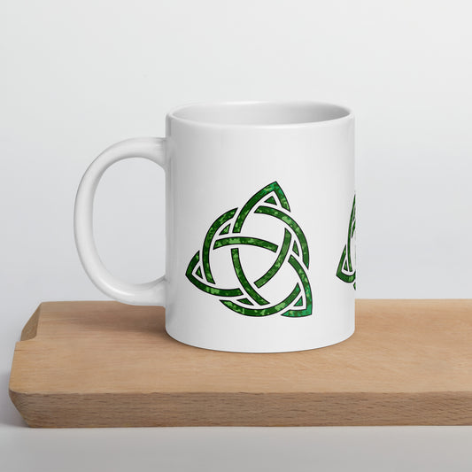 Celtic Trinity Large Knot Triquetra White Glossy Mug 20 oz