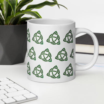 Celtic Knot Triquetra White glossy mug