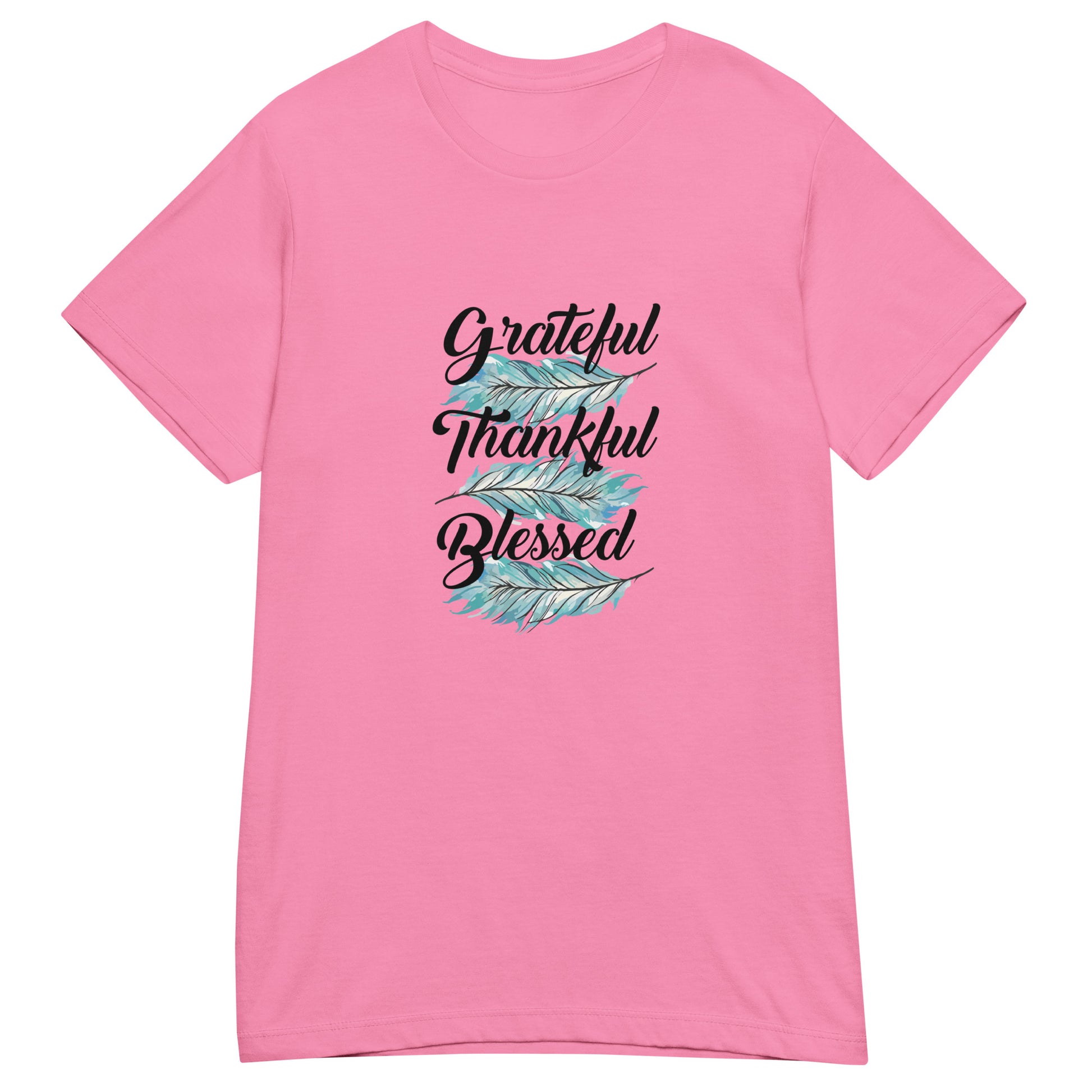 Grateful Thankful Blessed Teal Feathers Women’s Basic Tee