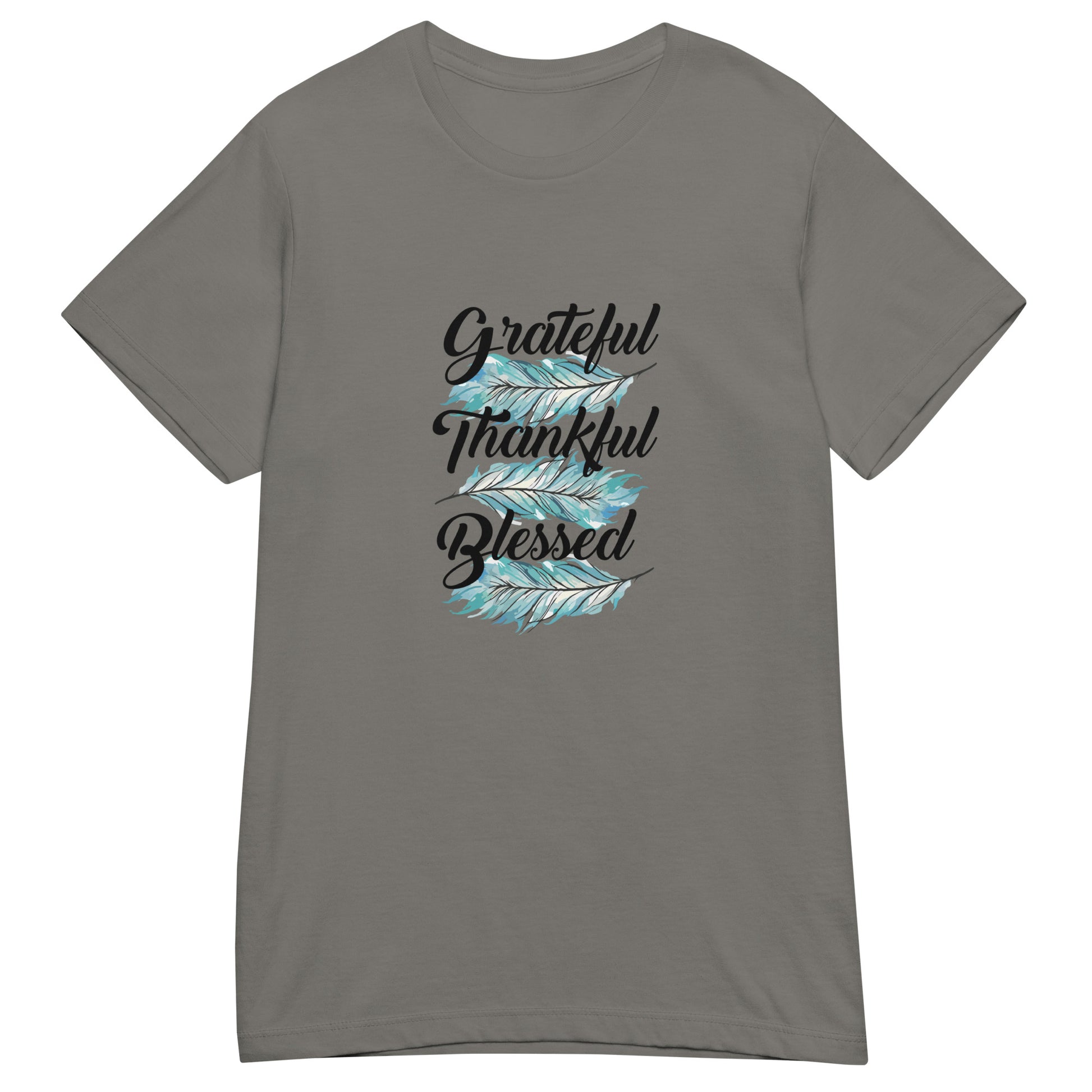 Grateful Thankful Blessed Teal Feathers Women’s Basic Tee