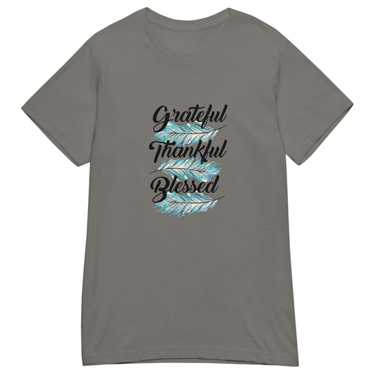 Grateful Thankful Blessed Teal Feathers Women’s Basic Tee