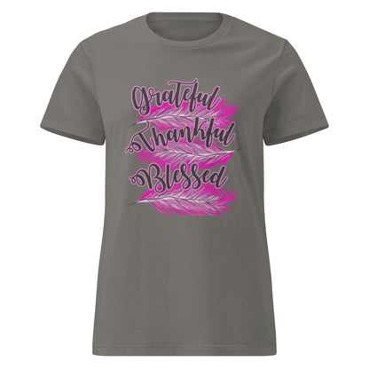 Thankful Grateful Blessed Pink Ladies Gildan t-shirt Charcoal