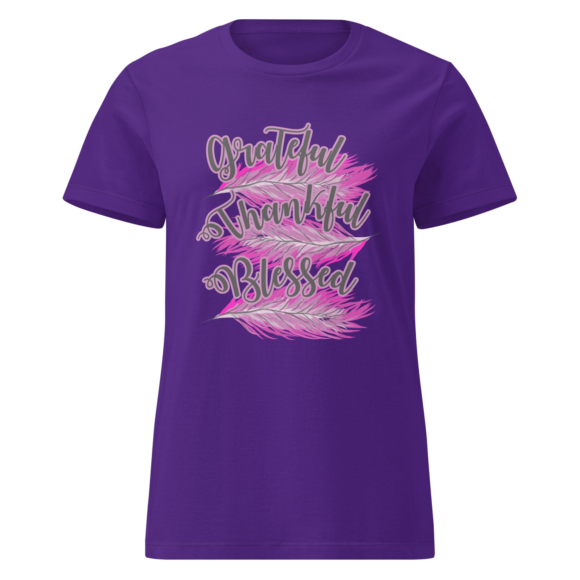 Thankful Grateful Blessed Pink Ladies Gildan t-shirt Purple