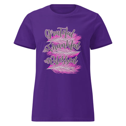Thankful Grateful Blessed Pink Ladies Gildan t-shirt Purple