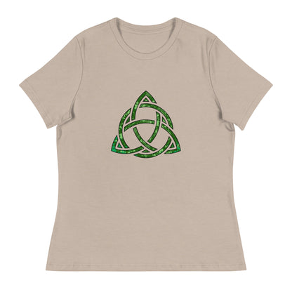 Celtic Trinity Knot Triquetra Bella + Canvas Ladies T-Shirt Heather Stone